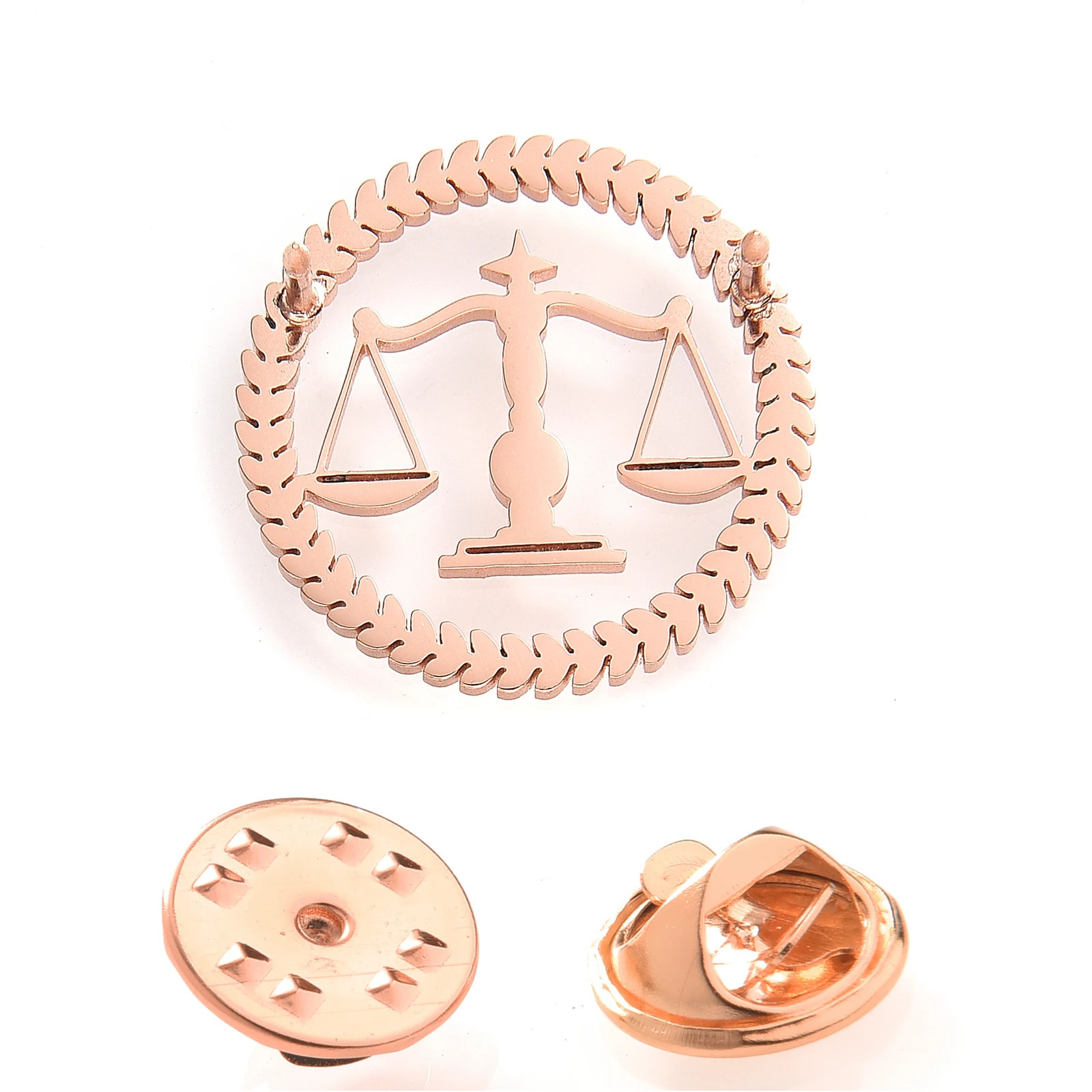 Qi Wu Libra Balance Advocate Lawyer Brooch Justice and Equity Symbol For Mens Shirt Jewelry Lawyers Judge Steel Lapel Pin 250103