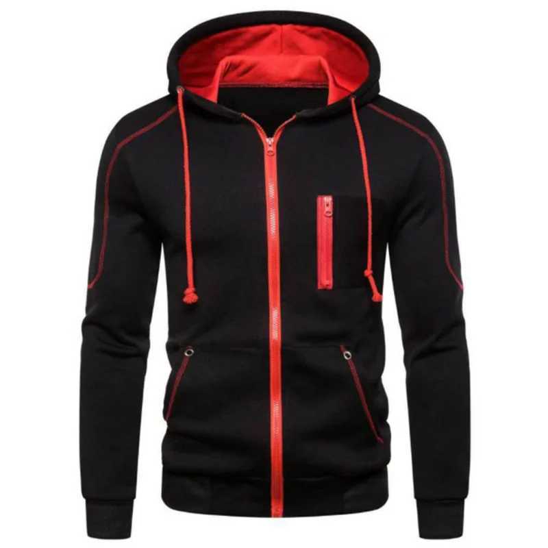 Mens hooded jacket casual motorcycle jacket outdoor zipper warm jacket W250103