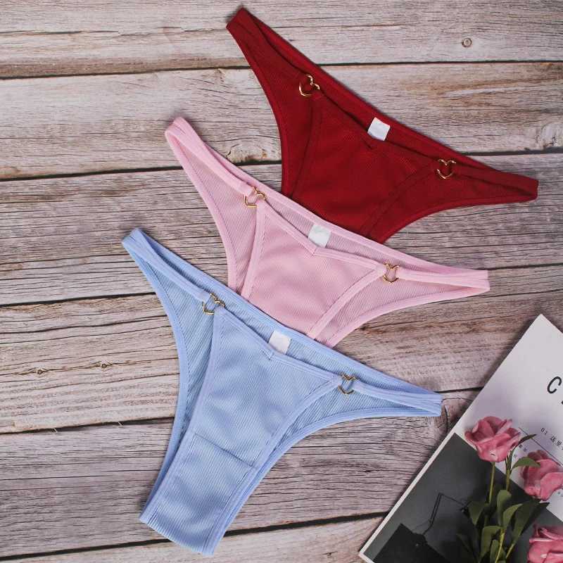 Womens sexy underwear thong G-string underwear womens low waist heart-shaped metal buckle womens underwear W250103