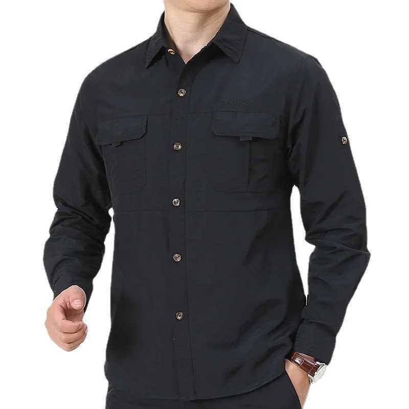 High quality mens shirt quick drying oversized shirt breathable thin casual shirt mens clothing fishing and camping shirt W250103