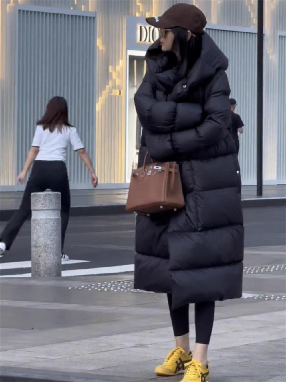 Knee Length Hooded For Women's Winter New Loose White Duck Down Thickened Warm Jacket 2024
