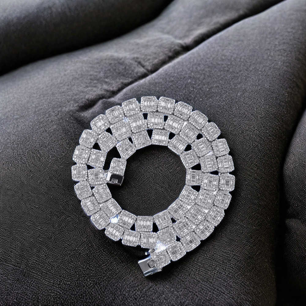 Cluster Iced Out VVS D 9mm Moissanite Tennis Necklace 925 Sterling Silver Hiphop Rapper Moissanite Tennis Chain