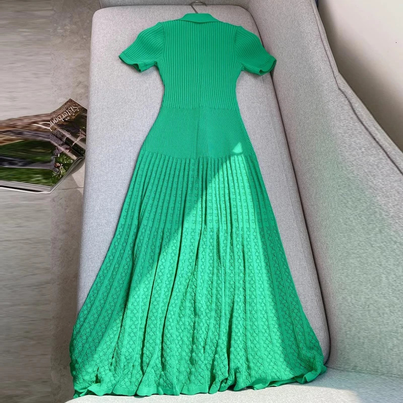 YuooMuoo Summer Maxi Dress Women Knit Black Green Long Bodycon Korean Fashion Ruffle Ladies Dresses Elegant Office Women Dress 250102