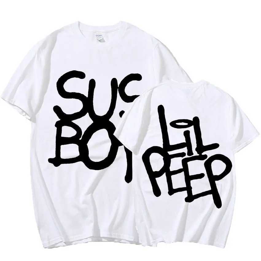 Lil Peep Sus Boy Pink Graphic T Shirt Mens Cool Hip Hop Rapper T-Shirt Men Women Cotton Short Sleeve T Shirts Gothic StreetwearXJ240102