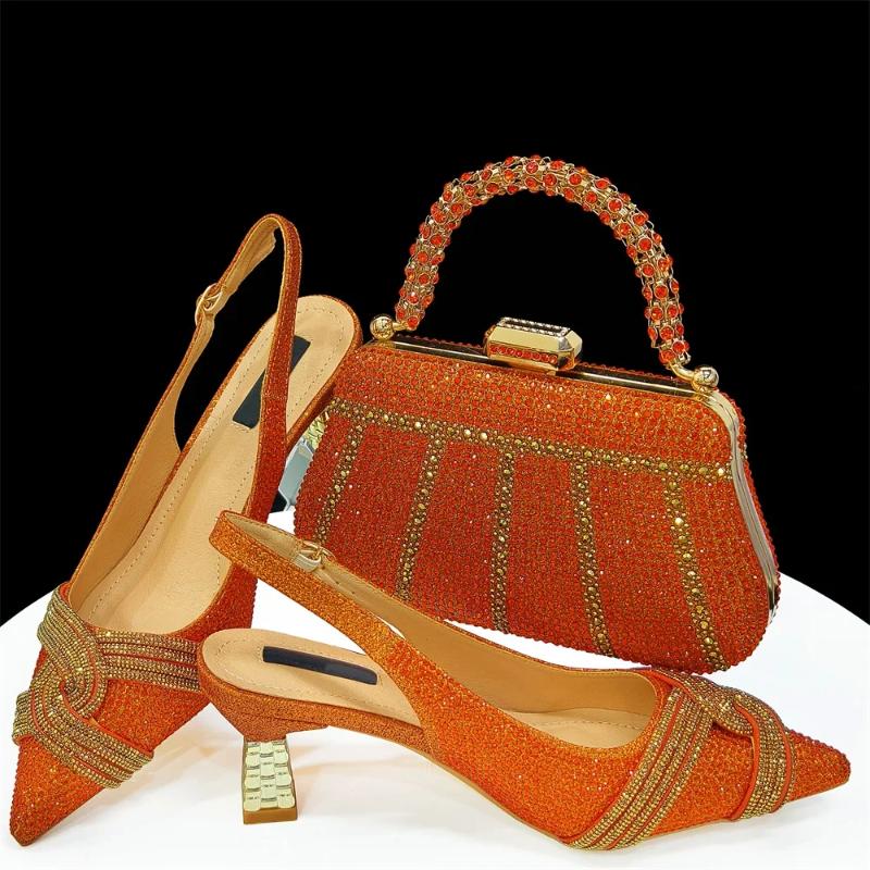 Dress Shoes Fashion Design Italian High Heels And Bags Set Woman Peep Toe Bag To Match For Evening