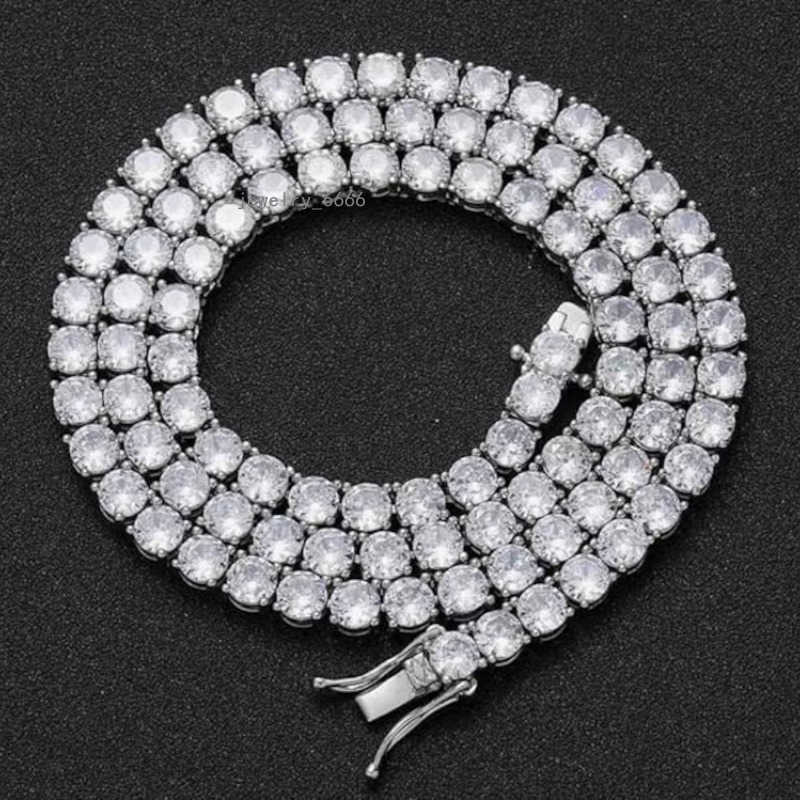 VVS Iced Out Hiphop Gold Plated 5mm Tennis Necklace 925 Sterling Silver Bling Moissanite Tennis Chain