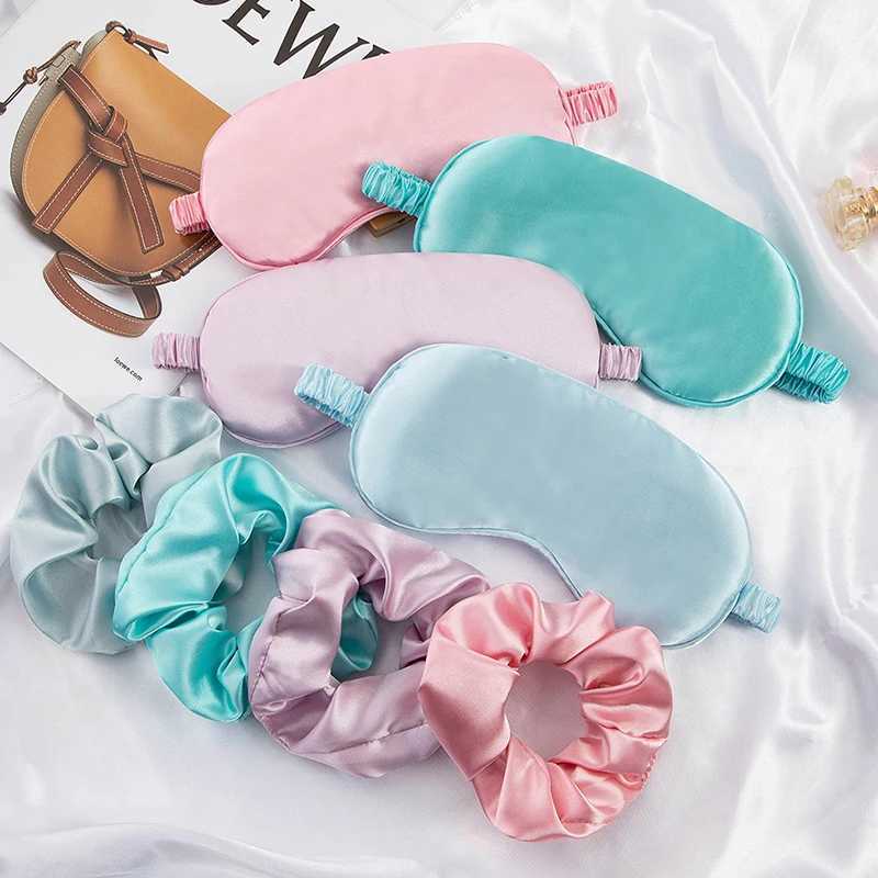 2Pcs/Set Women Imitated Silk Sleep Eye Mask Eye Patches Face Mask Eyeshade Blindfold Travel Rest Eye Cover Night EyeshadeXJ250103