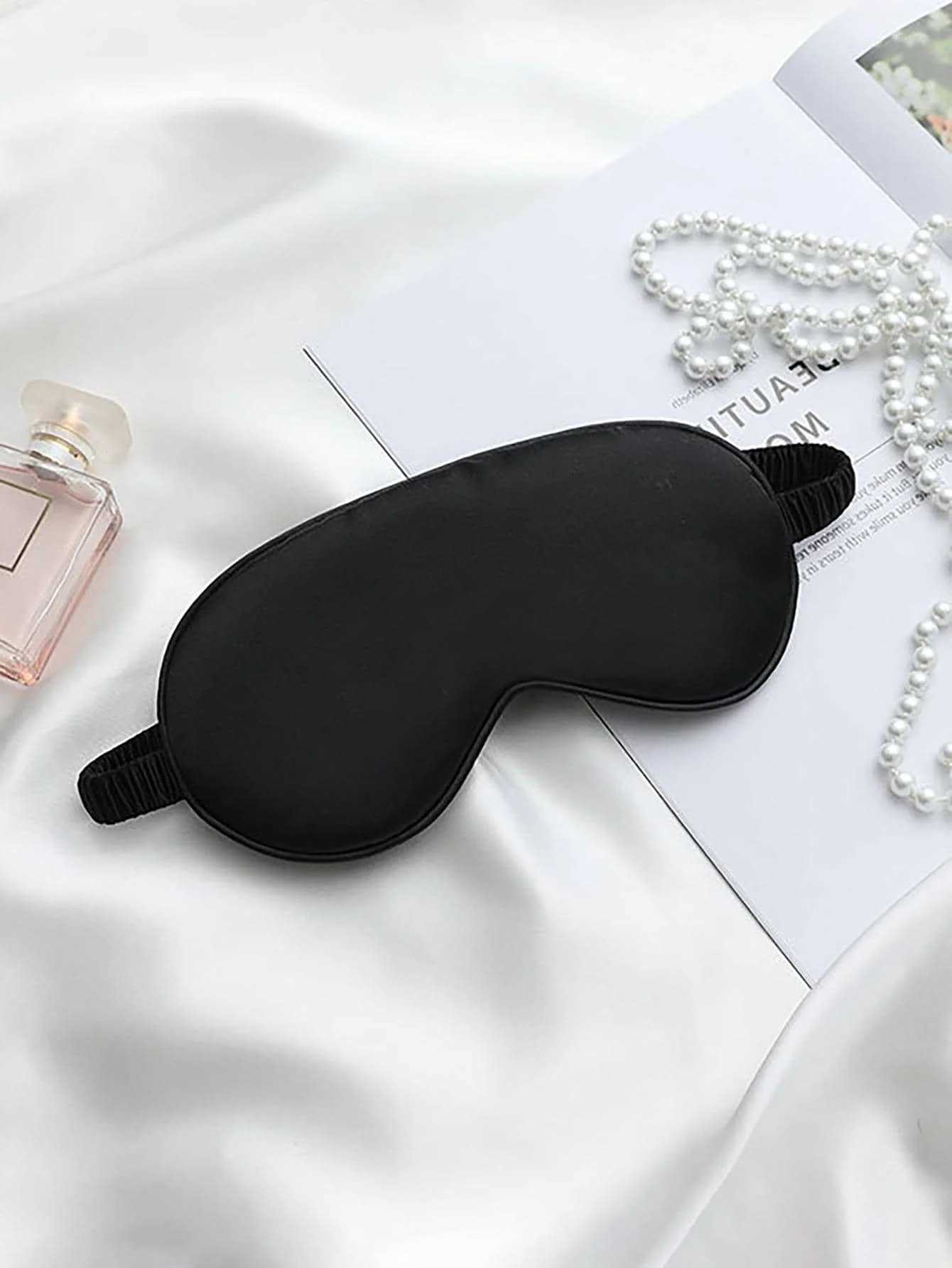 1PC-Double-Sided Artificial Silk Eye Mask Eye Shield Breathable Silk Eye Mask Bag Elastic Lunch Break Sleep ShadingXJ250103