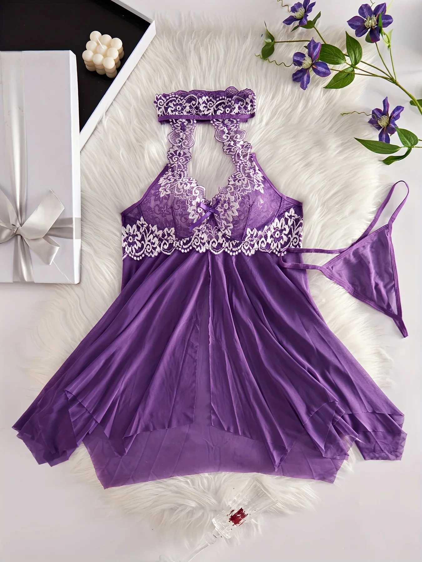 Contrast Lace Ruffle Decoration Underwear Set Deep V-shaped Smooth Dress thong Womens Sexy Underwear Underwear W250103