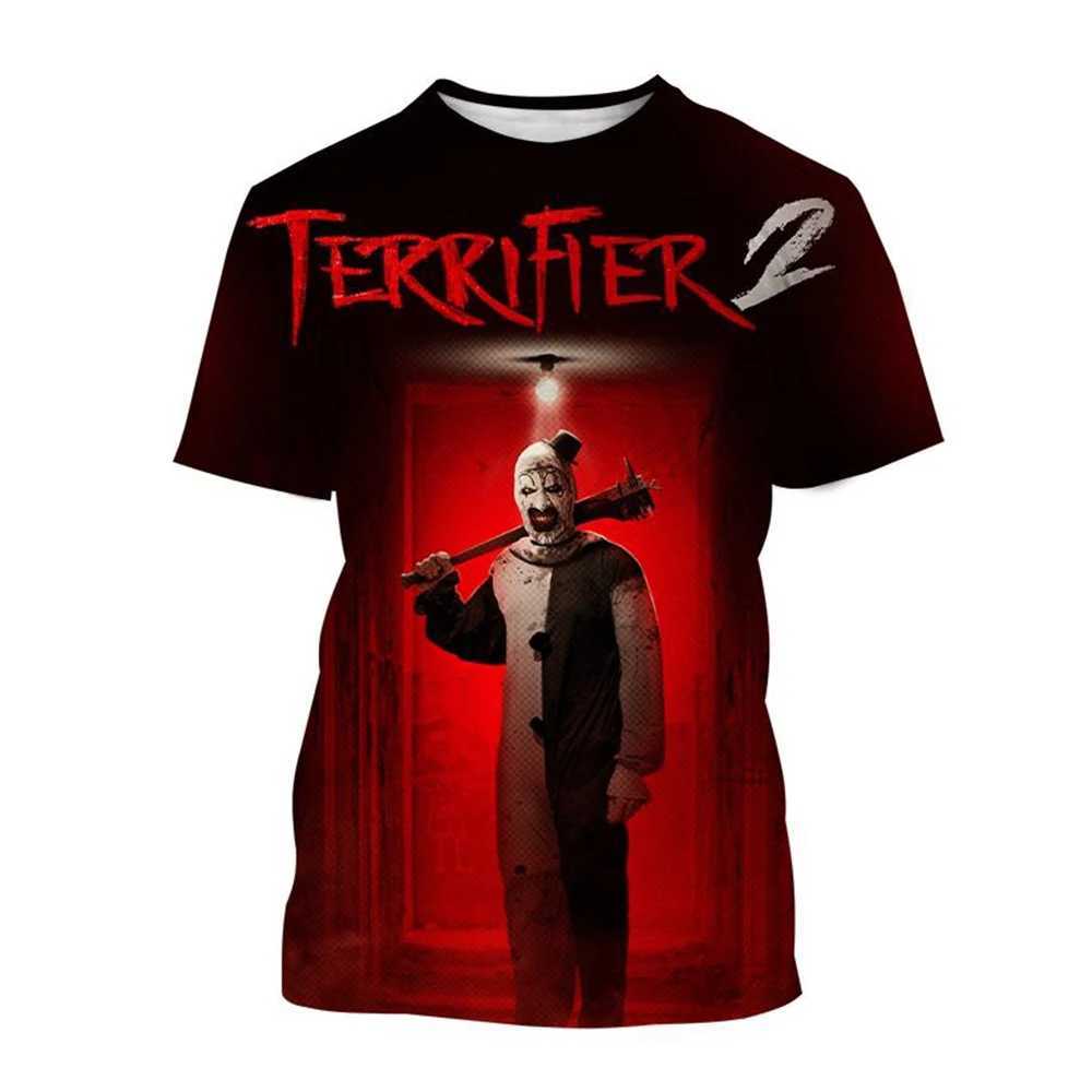 Summer hot selling fashion horror 3D printing horror clown creative personality casual T-shirtXJ240102