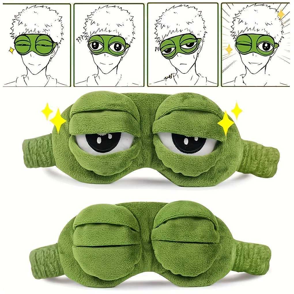 3D Sad Frog Sleep Mask Natural Sleeping Eyeshade Cover Shade Eye Patch Women Men Portable Blindfold Travel Eyepatch Xmas GIftXJ250103