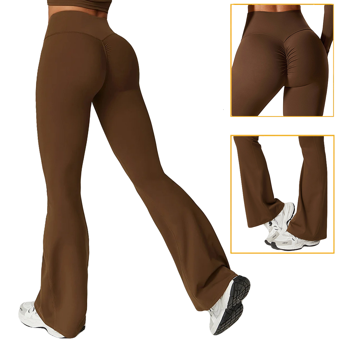 Flared Leggings Pants Scrunch Sports Tights Woman High Waisted Bell Bottoms Push Up Yoga Legging Fiess Workout Legins