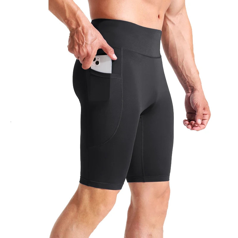 Sport Shorts Mens High Waist Running Breathable Elastic Summer Man Gym Fitness Training Jogging Short Pants With Pockets 250103