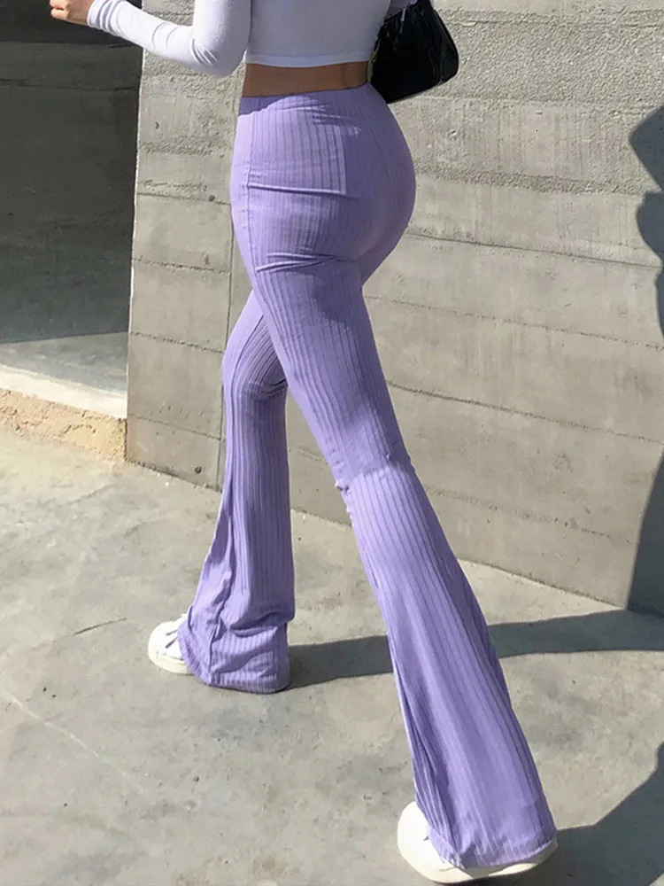Ultra thin high waisted Capris sexy bell bottom flash tight solid Y2k womens dress E girls fashion streetwear womens pants 250102