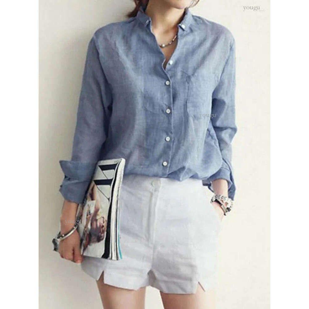 Women's Blouses Femme Womens Tops Fashion 2024 Autumn Linen White Shirt Women Long Sleeve Blouse Korean Woman Clothes Roupas Femininas