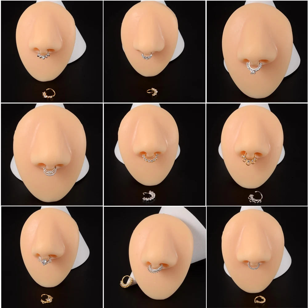 16PCS Cz Nose Hoop Nostril Bendable Ring Zircon Cartilage Tragus Daith Earrings Septum Clicker Helix Conch Rook Piercing Jewelry 250103