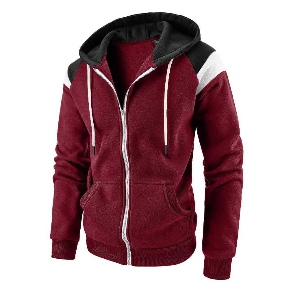 New mens hoodie color blocking casual loose hoodie spring autumn jacket mens streetwear Techwear W250103