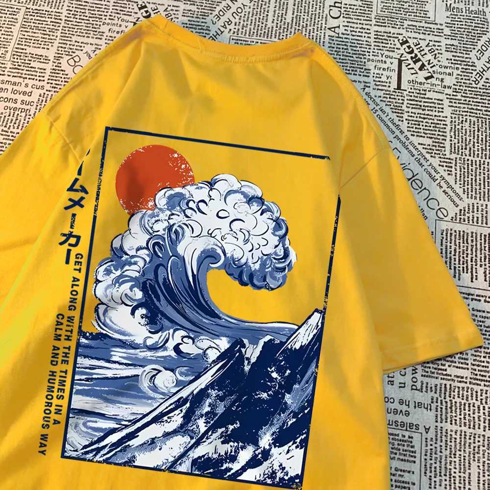 Get Along With The Times In A Calm And Humorous Way Tshirt Mens Oversize Short Sleeve Hip Hop Quality T Shirts Casual Soft TopsXJ240102