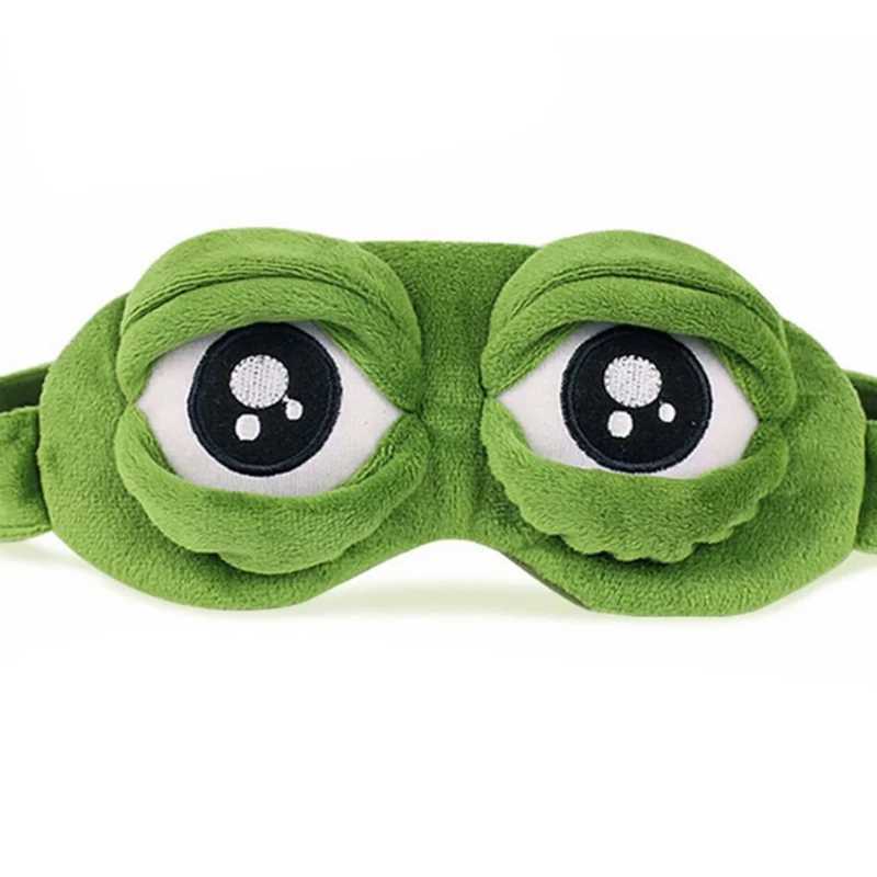 3D Sad Frog Sleep Mask Natural Sleeping Eyeshade Cover Shade Eye Patch Women Men Soft Portable Blindfold Travel EyepatchXJ250103