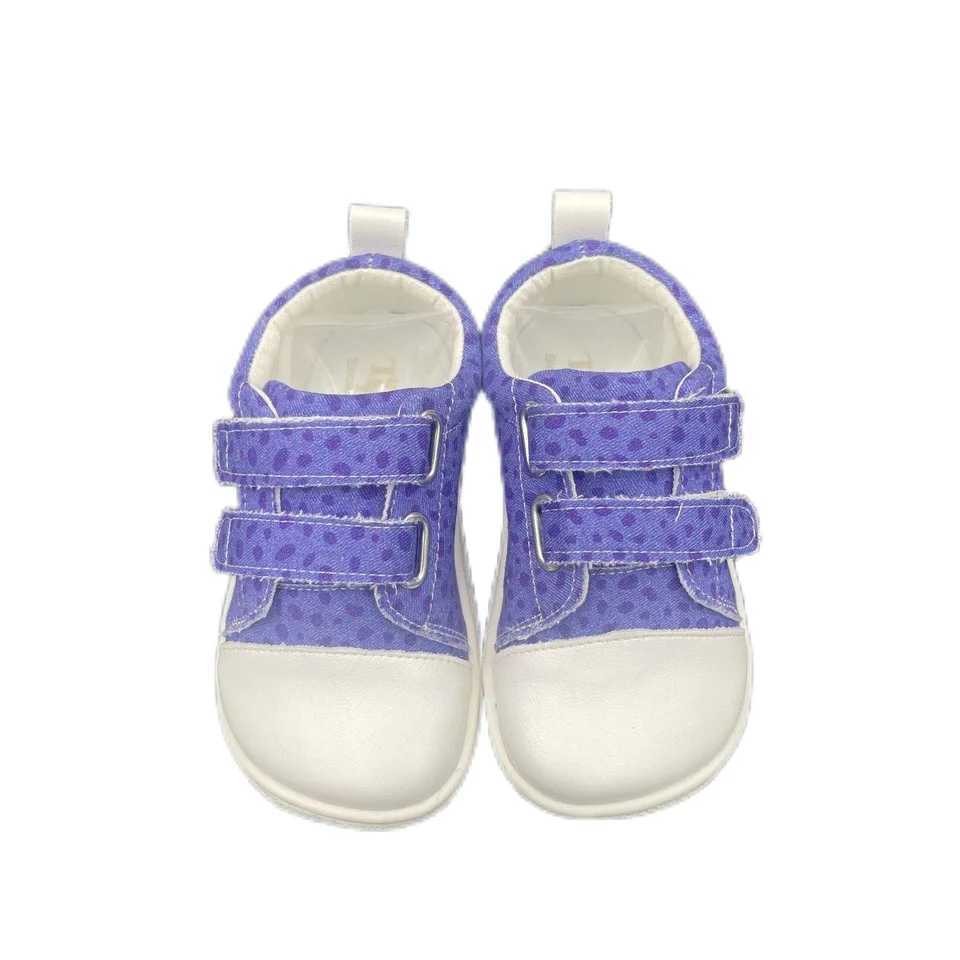 Tipsietoes 2025 genuine leather canvas shoes suitable for girls and boys childrens barefoot sports shoes minimum double strap wide shoe box M250103