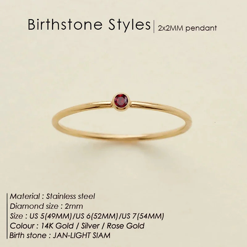 10 piece Stainless Steel Birthday Stone Ring Suitable for Women Simple and Fashionable Wholesale of Holiday Party Gifts for Women 250102