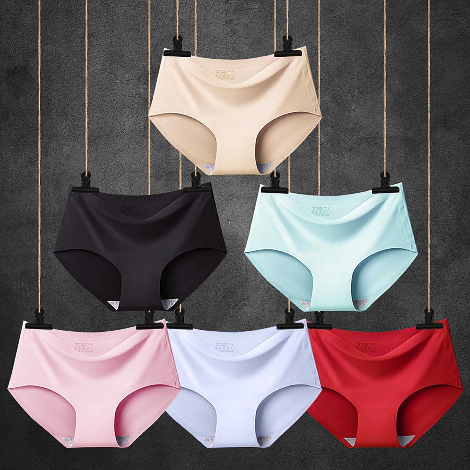 Ice silk underwear solid color seamless underwear mid waist mens underwear 2024 womens sexy underwear W250103