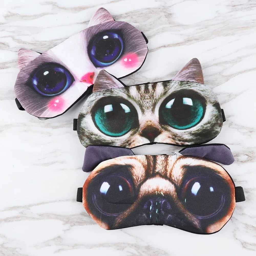 Cute Cat Dog Sleep Mask Eyeshade Cover Eye Mask Natural Sleeping Soft Blindfold Eyepatch Sleep Eyeshade Eye Cover 1pcsXJ250103