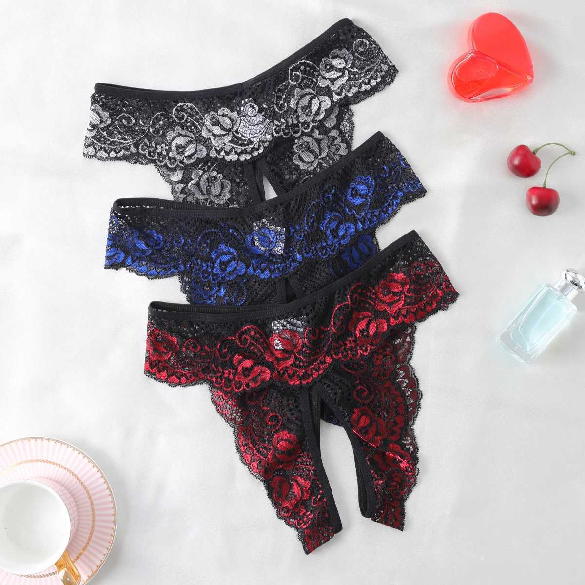 Sexy Crotchless Thongs Invisible Lace Underwear Women Comfortable Panties Intimates Underpants Low Waist Briefs Female LingerieXJ250103