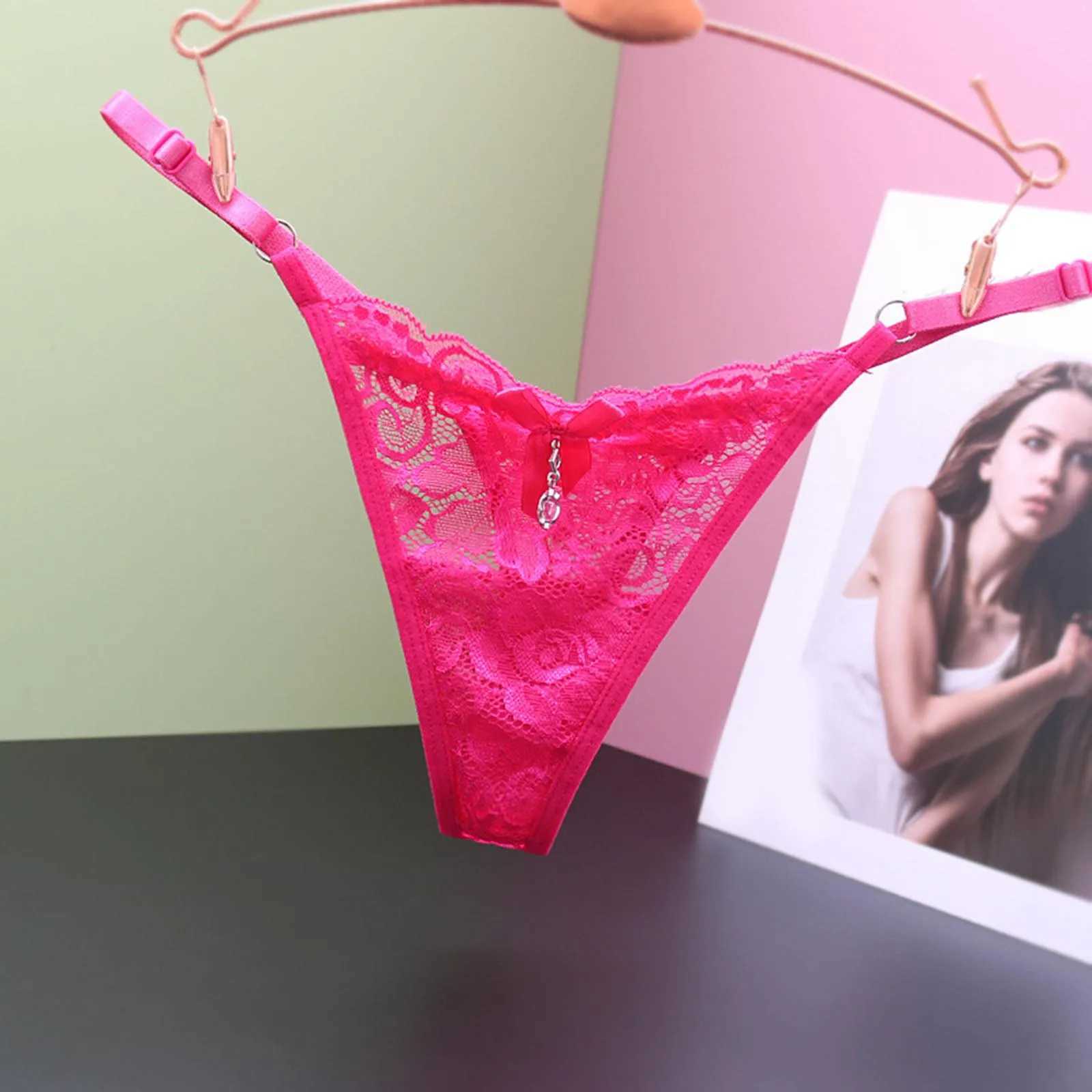 Womens cotton underwear plus size womens transparent lace thong adjustable waist bow net sexy seamless underwear Calcinhas Feminina W250103