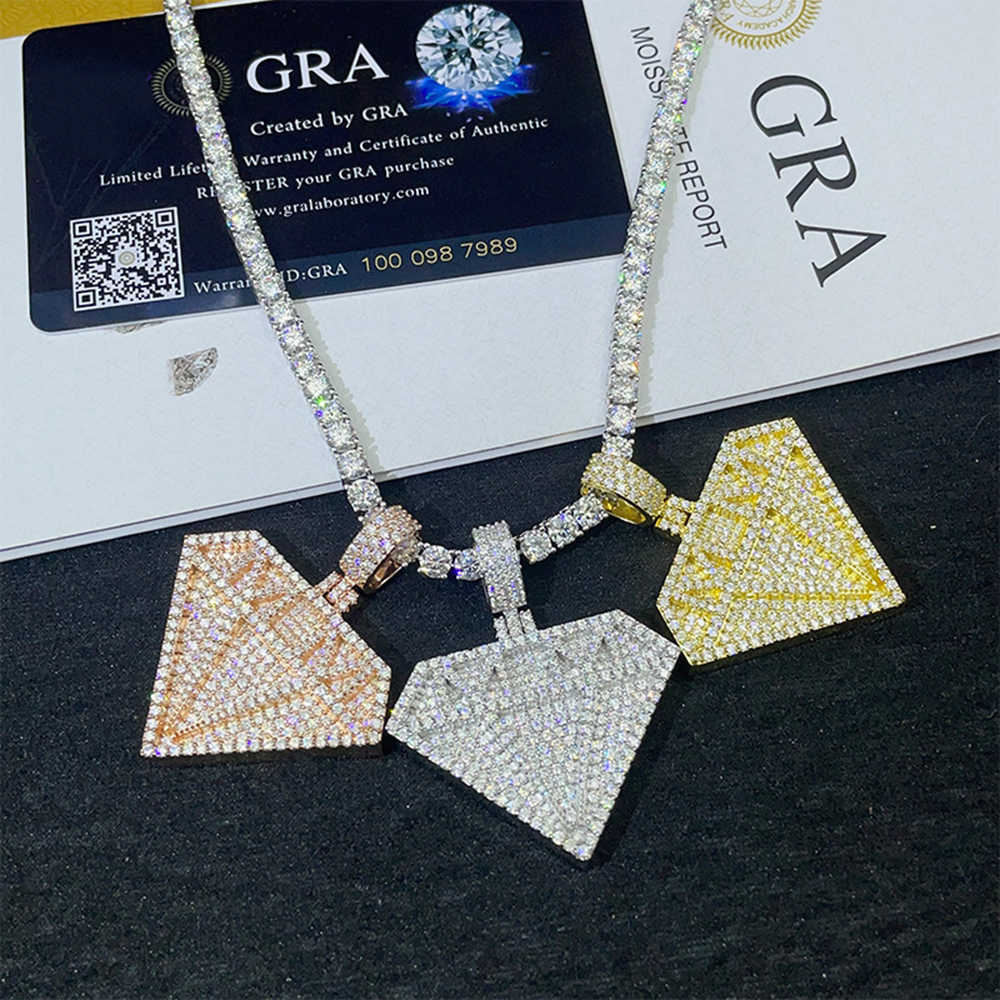 Diamonds VVS Moissanite S925 Pendant Necklace Iced Out Necklaces For Men Pass Diamonds Tester Moissanite Pendant Necklaces GRA