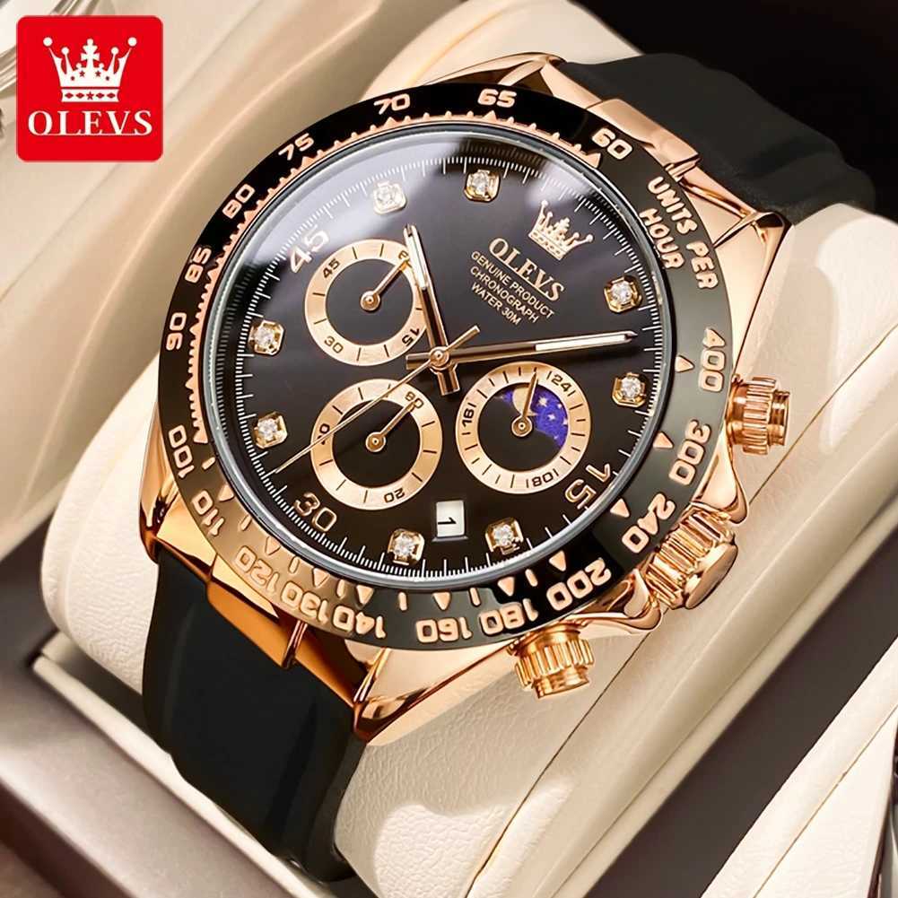 OLEVS 2875 Mens Luxury Quartz Original Sile Sports Multi functional Waterproof Luminous Date Timer W250104