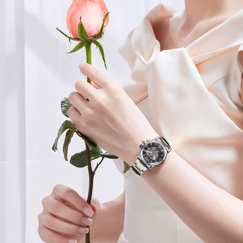 Fashion Award Winners Brand Women 2021 Automatic Mechanical Gold Core Skeleton Dial Stainless Steel Strip Elegant La W250104