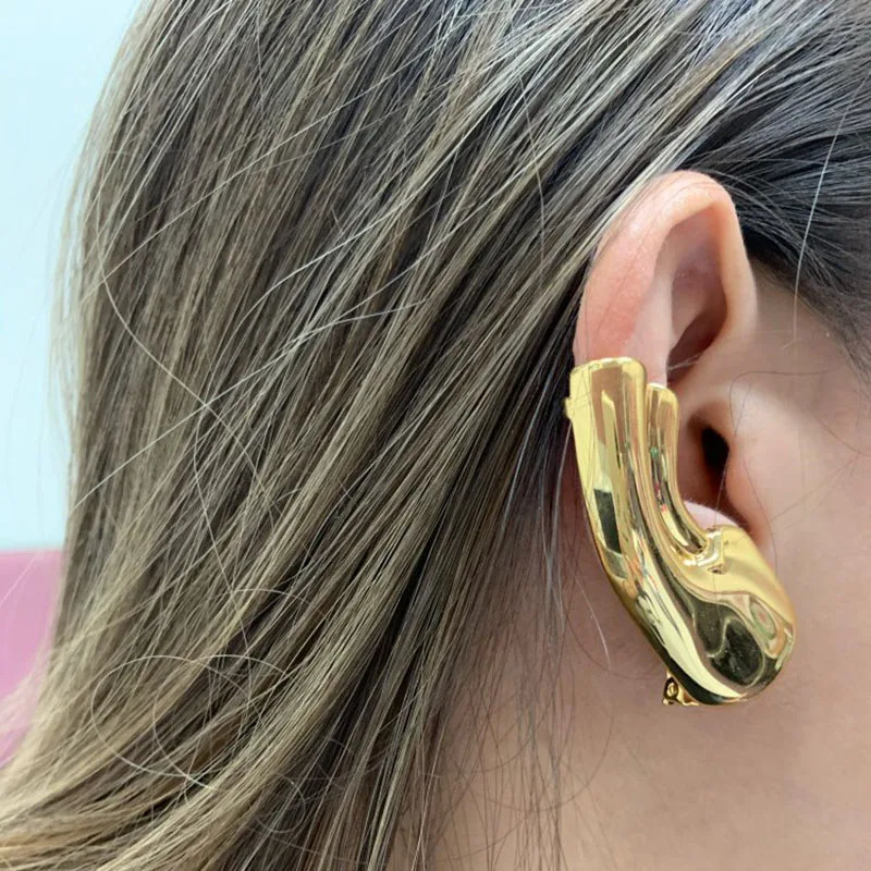 Earlobe Ear Cuff Clip On Earrings Without Piercing For Women men Gold Color Auricle Earings punk 250103