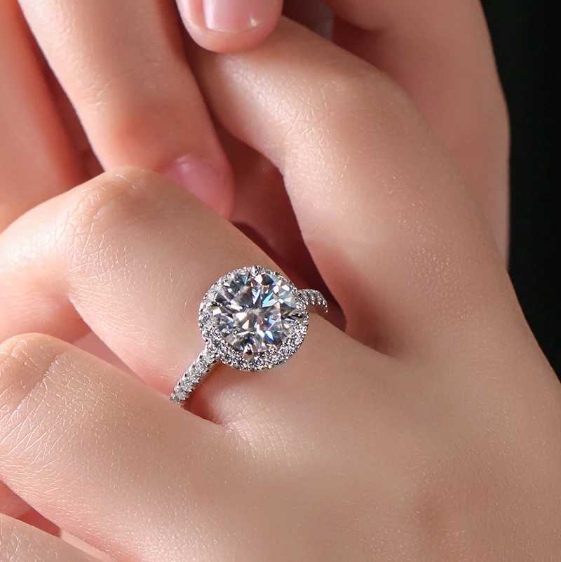 2CT Moissanite Ring Moissanite Diamond Halo Engagement Ring 925 Sterling Silver Promise Wedding Band For WomenXJ250104