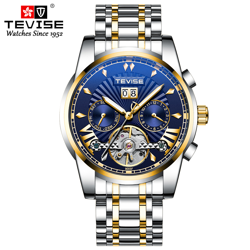 TEVISE Mechanical Watch Fashion Trendsetter Mens Automatic Wristwatch Luminous Waterproof Watch T026- T9005F
