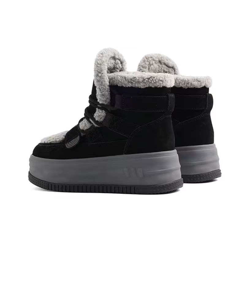 Wool genuine leather and plush snow boots for winter New waterproof anti slip thick soled thickened fur integrated cotton shoes and short boots