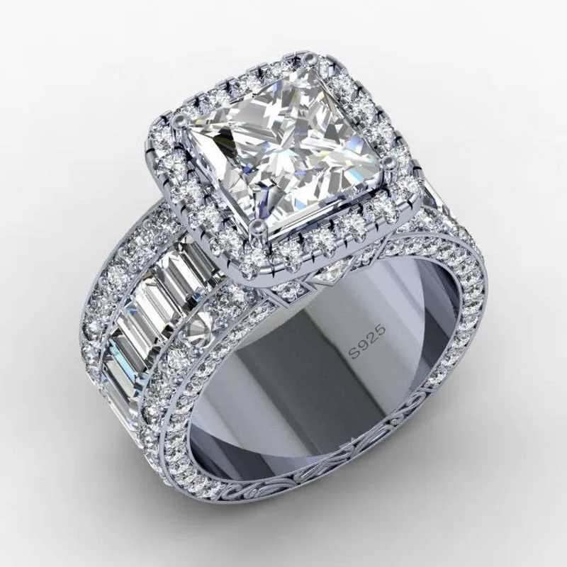 Vintage Ring Princ Cut 3ct 5A Zircon Sona Cz 925 Sterling Silver Engagement Wedding Band Rings for Women Men GiftXJ250104