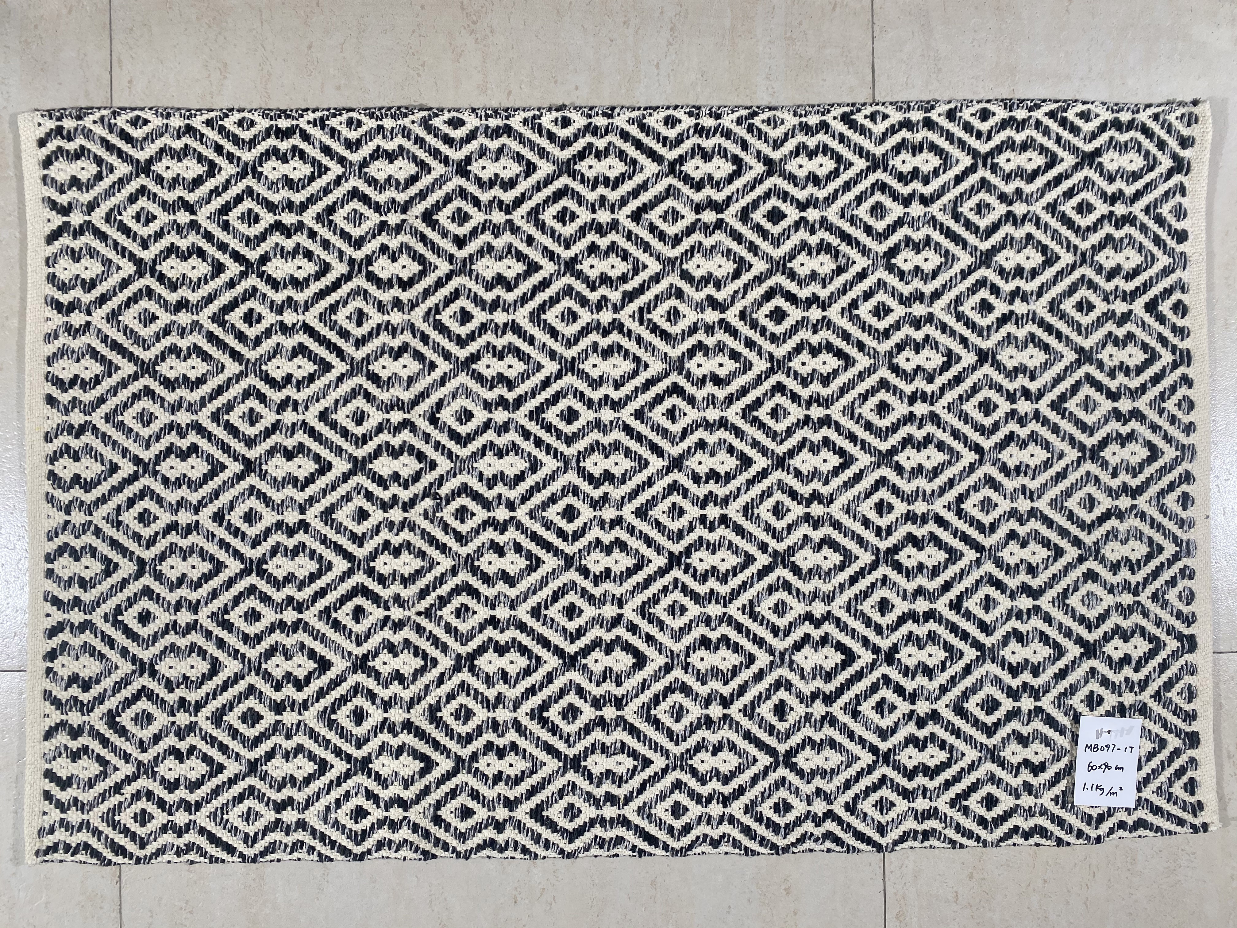 Fine Artisanal Weaving Cotton Floor Mat Modern and Resilient Home Accent