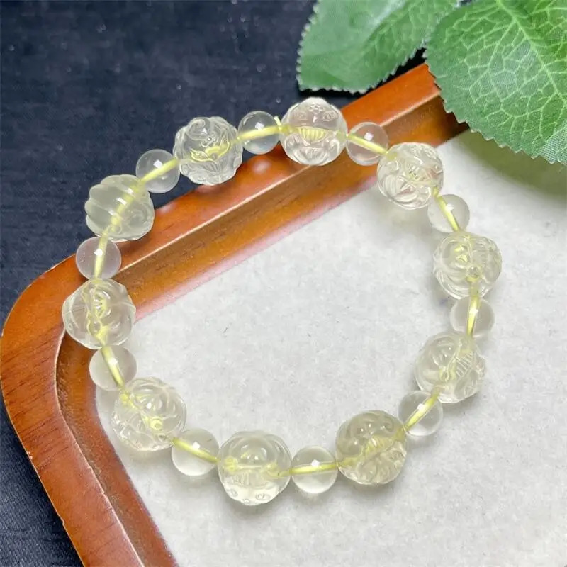 12MM Natural Lemon Citrine Fox Fairy Bead Bracelet For Women Men Love Gift Crystal Beads Strands Jewelry Gift 1PCS 250102