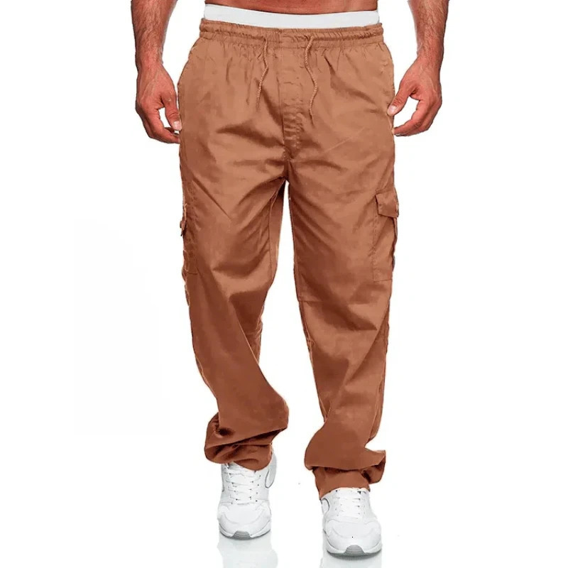 Spring Autumn Fashion Cargo Pants Men Casual Multi Pocket Drawstring Trousers Loose Straight Tube Household All-match Pants 250102