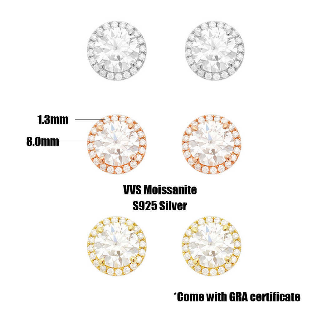 Icedminer Moissanite Diamond Earrings Round S925 Silver Ear Jewelry Pass Tester S925 Silver Earrings for Women