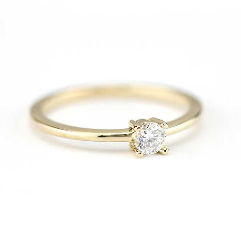 J 18K Gold Zircon Simple Round Rings for Women Real 925 Sterling Silver Original Party Wedding Luxury Quality Fine JewelryXJ250104