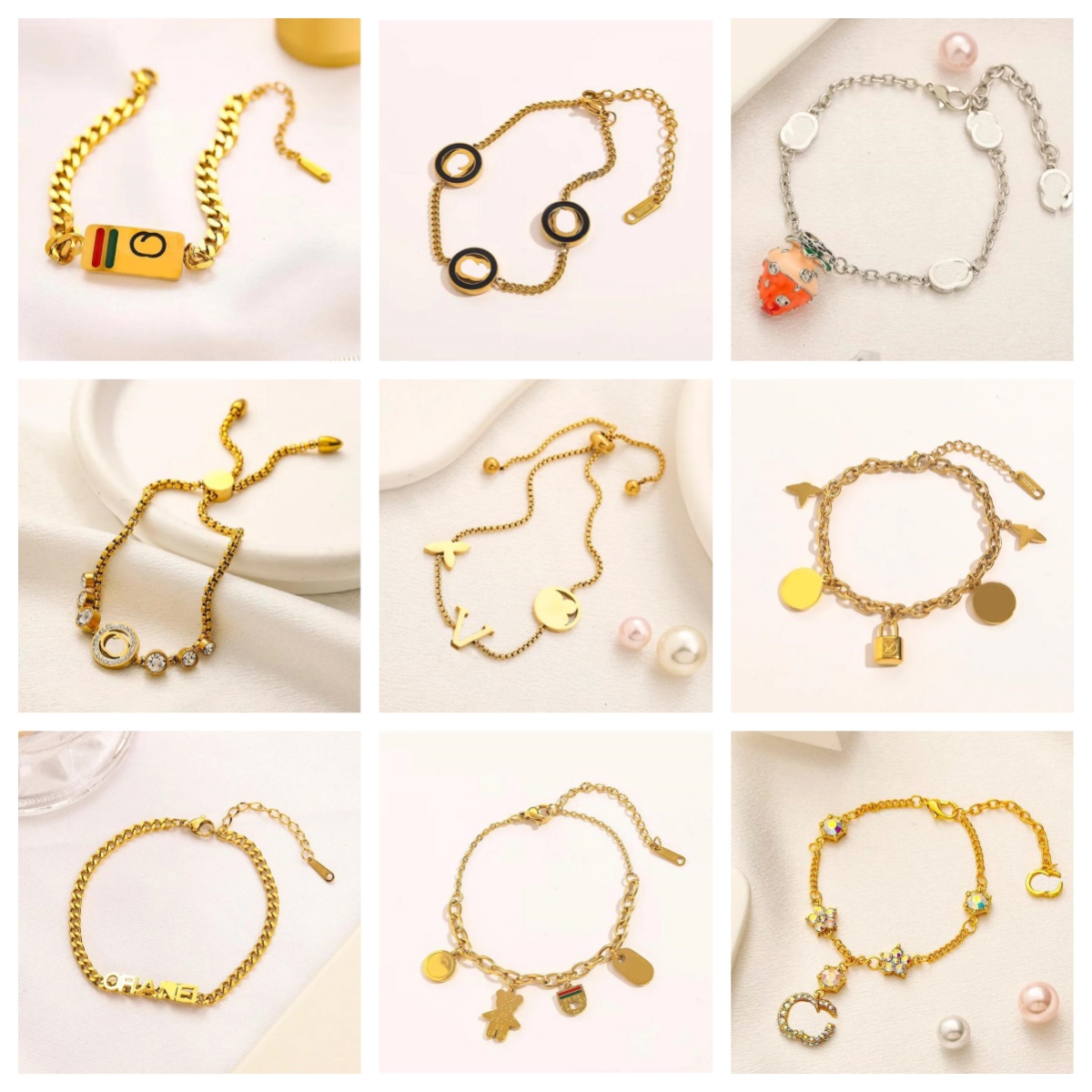 Designer Brand Bangle High Quality Gift Women's Fashion Accessories Wedding Party Jewelry Letter Crystal Chain Bracelet