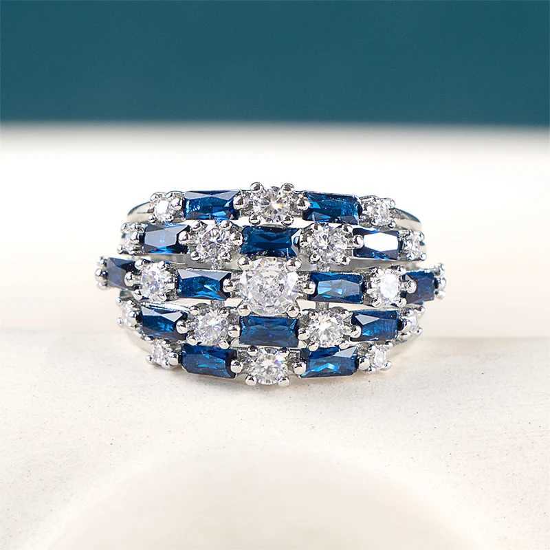 Vintage 925 Sterling Silver Rings For Women With Blue Color 5a Zircon Engagement Dating Party Fine Jewerly Gift Size 6-10XJ250104