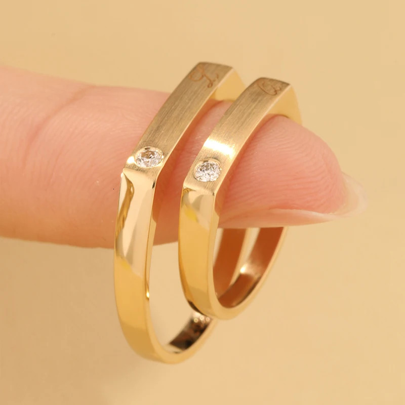 Customizable carving 18K/14K/10K Gold PT950 Platinum Diamond Couple Rings Cherished Wedding/Engagement Gift 250103