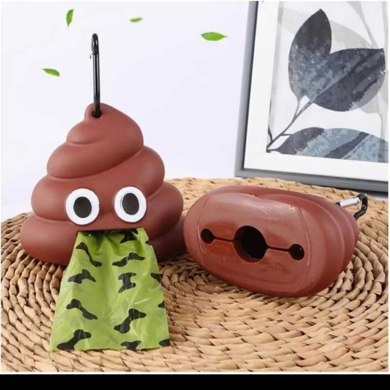 Funny Dog Poop Bag Holder For Leash Sturdy Poop Shape Bag Dispenser Waste Bags With Garbage Bag Cleaning ToolXJ250104
