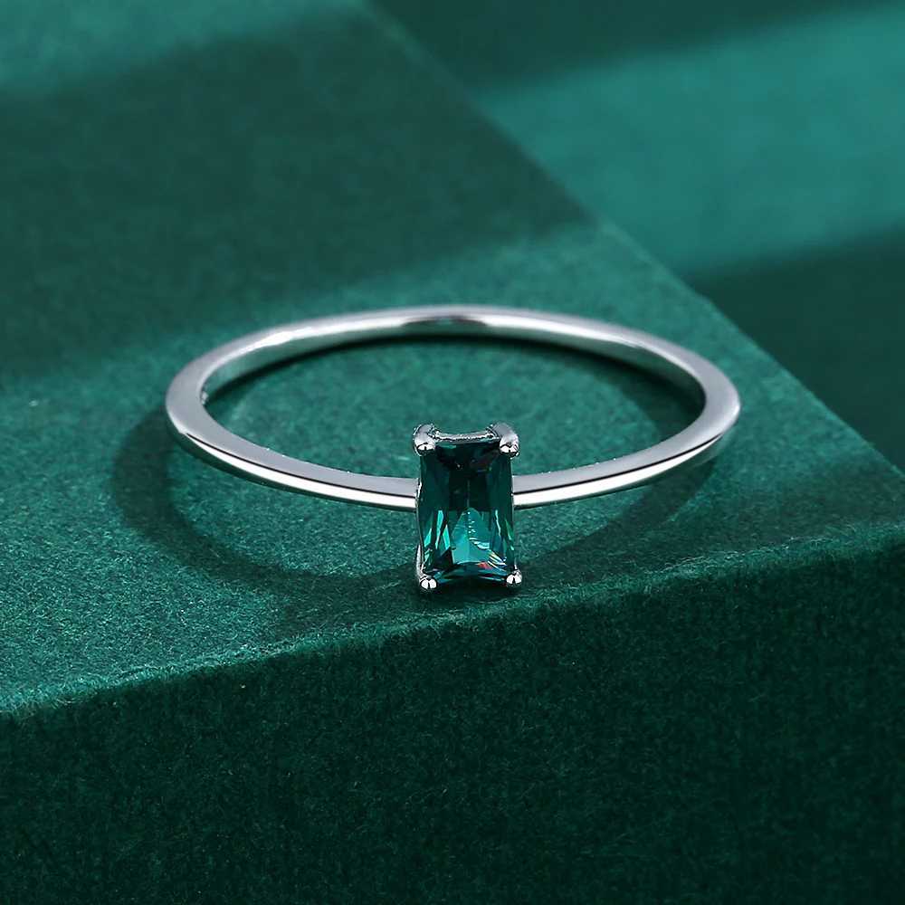 2022 NEW Classic Paraiba Rectangular Emerald Original S925 Sterling Silver Rings For Women Sphire Diamond Engagement JewelryXJ250104