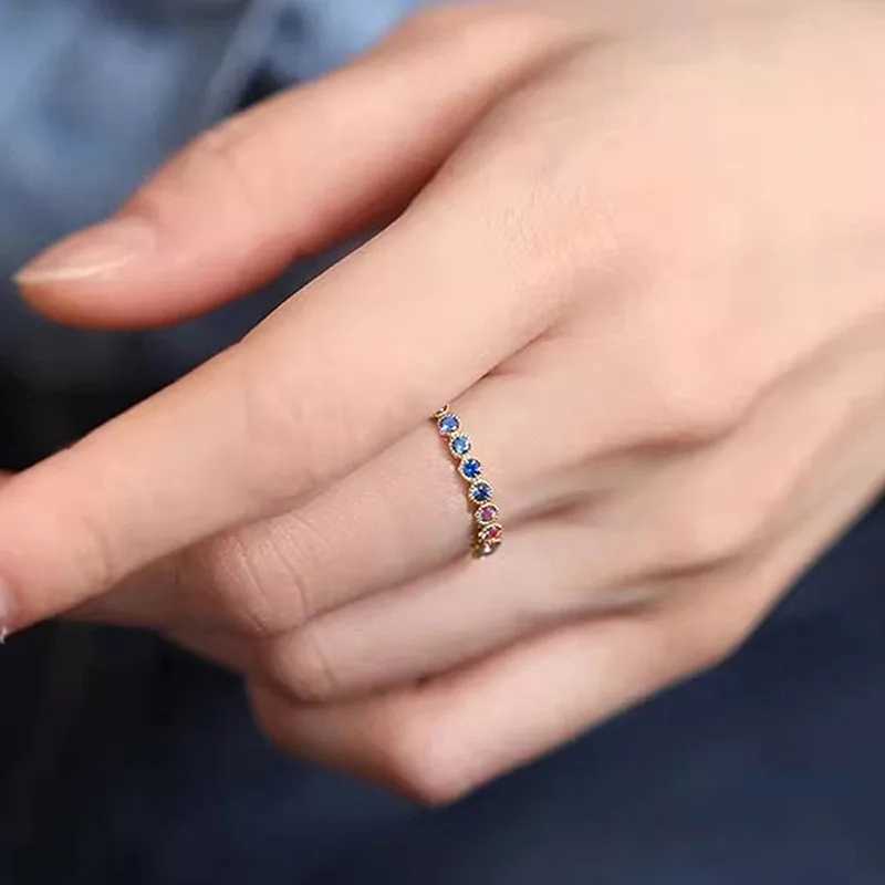 925 Sterling Silver Colorful Rainbow Cubic Zircon Promise Rings for Women Gold Color Luxury Tren Wedding AccoriesXJ250104