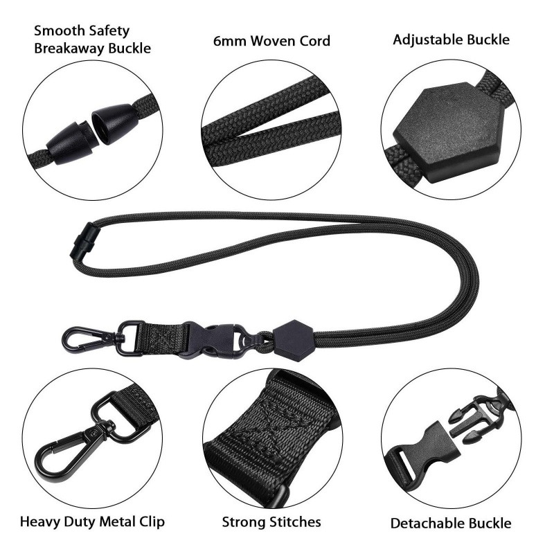 Customization Business card holder custom lanyard keychain premium Adjustable black blank nurse Teacher Paracord rope id card Lanyard