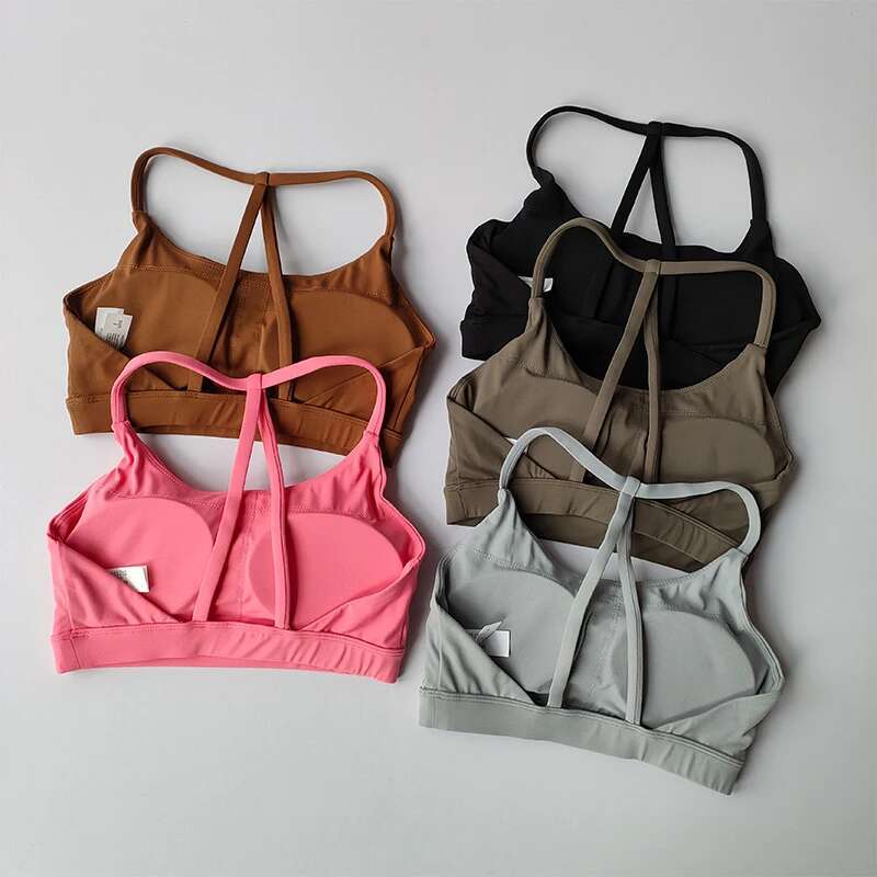 Nude Gathering Women's Sexy Back Shockproof Fiess Bra Quick Drying Pilates Training Sports Running Yoga Tank Top